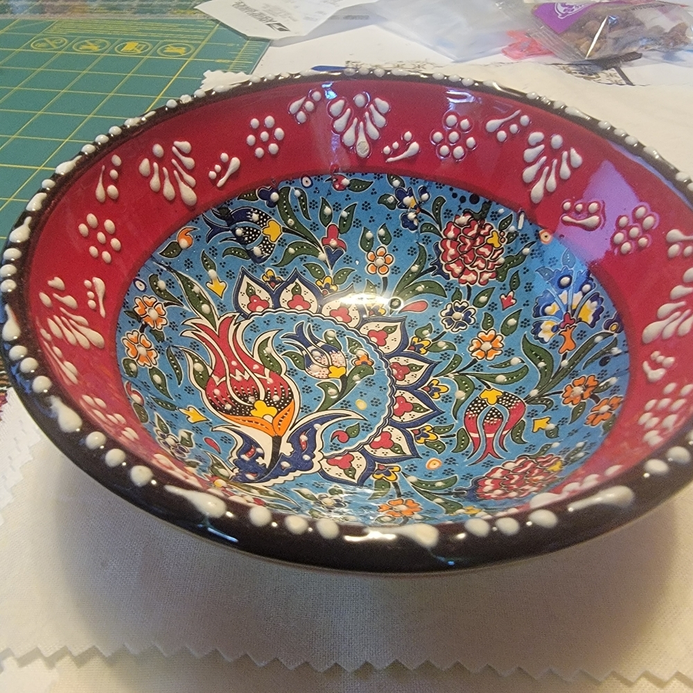 Turkish ceramic handmade cookie or snack bowl - Picture 2 of 4